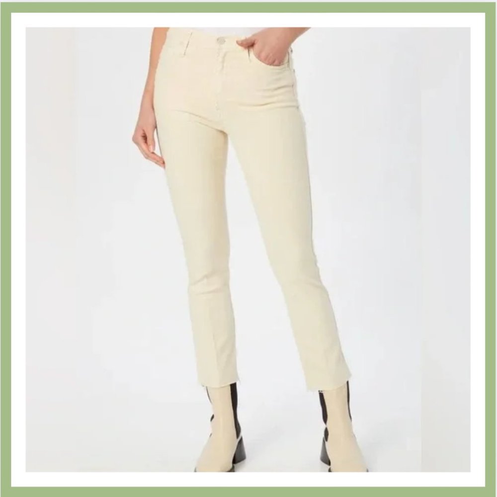 MOTHER High Waisted Rascal Ankle Fray Jeans Play Date (Cream/Off White) NWOT